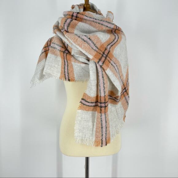 Universal Thread Scarf Wrap Plaid Tan Orange NWT - Picture 7 of 7